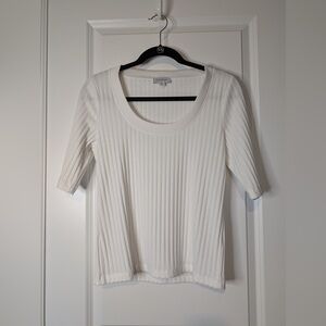 Evereve Calvin Ribbed Scoopneck Top White Size Medium